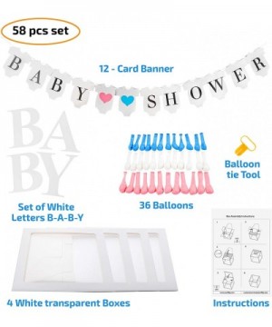 58 Pcs Set of Baby Shower Decorations for Girl or Boy- Gender Reveal Box for Balloons- Clear Boxes with Baby Balloons- Birthd...