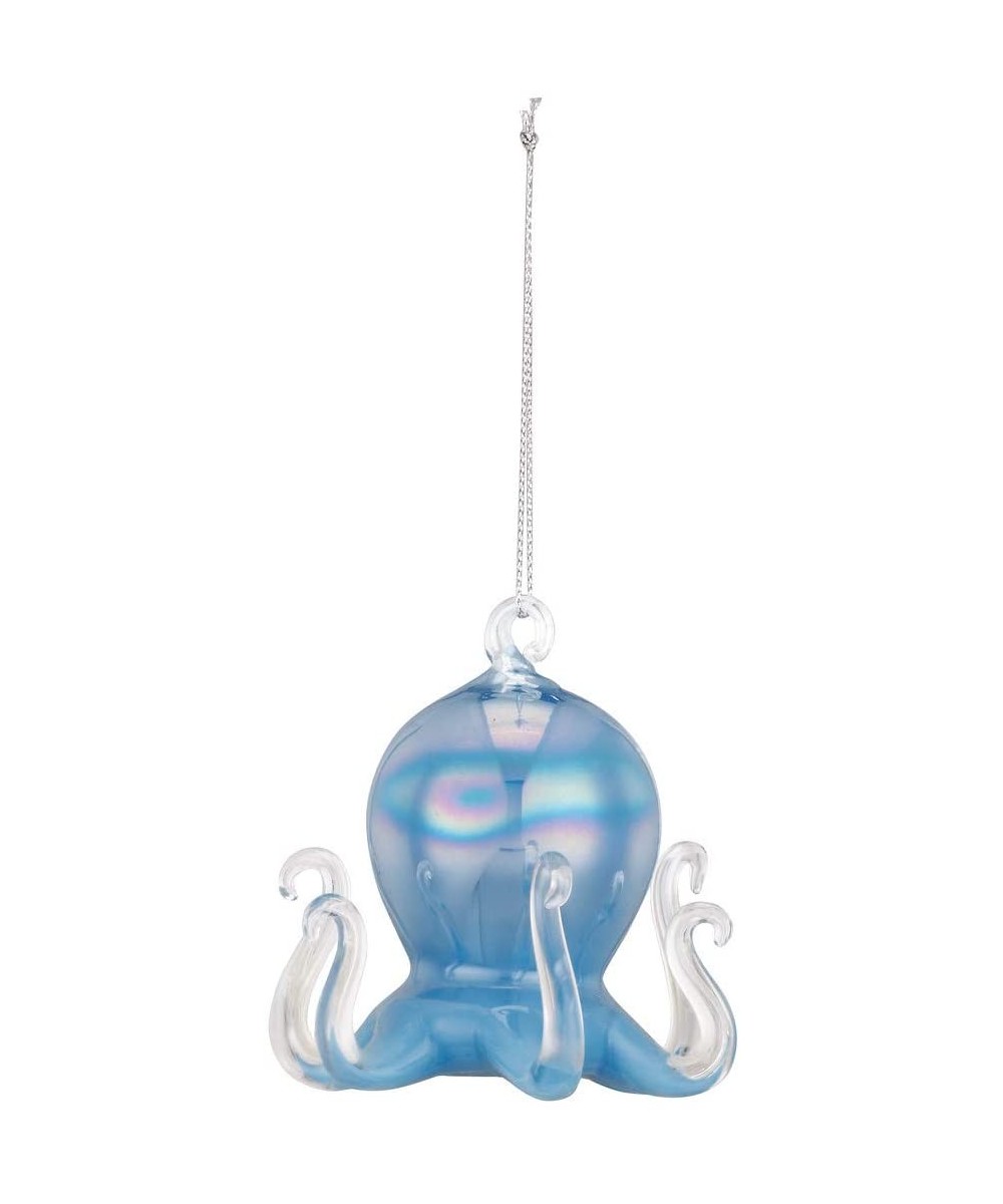 Octopus Iridescent Blue 3 x 3 Glass Christmas Hanging Figurine Ornament - C11887OXDS3 $17.99 Ornaments