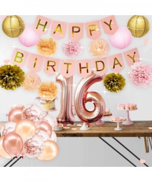 Pink Rose Gold 16th Birthday Party Decorations Rose Gold Confetti Balloons Rose Gold 16 Balloons Happy 16th Birthday Party Sw...