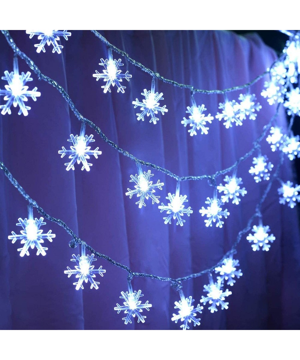 19ft /40LED Snowflake String Light Battery Operated-Decorative Stars Lights for Home- Party- Christmas- Wedding- Garden （Blue...