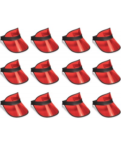 60313-R 12-Pack Clear Red Plastic Dealer's Visor - C611IFEV4FZ $14.37 Hats