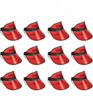 60313-R 12-Pack Clear Red Plastic Dealer's Visor - C611IFEV4FZ $14.37 Hats