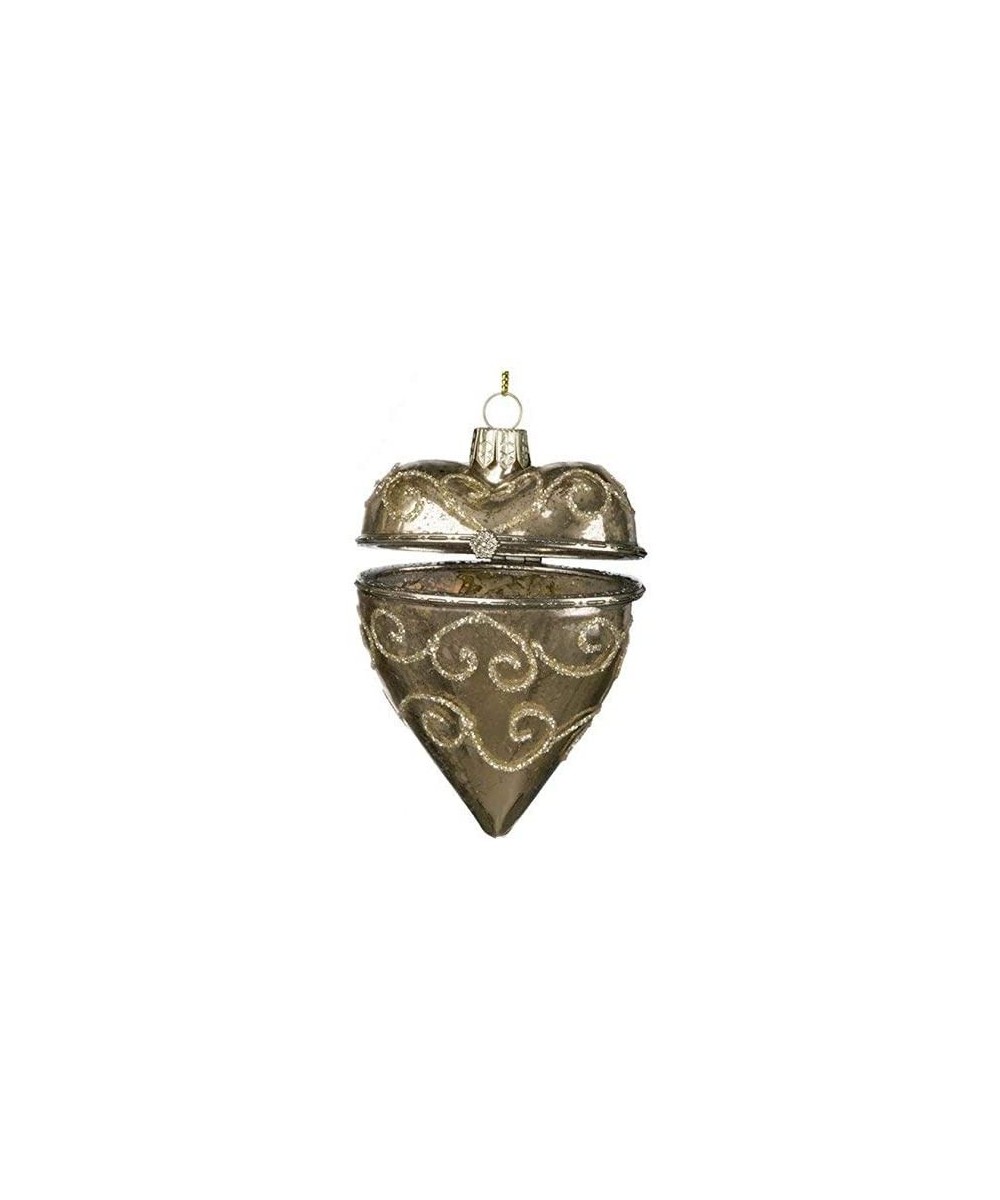Fillable Glass Heart Christmas Ornament/Opening Ornament in Elegant Antique Gold Finish - CG18M9G22C6 $13.58 Ornaments