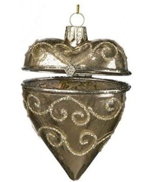 Fillable Glass Heart Christmas Ornament/Opening Ornament in Elegant Antique Gold Finish - CG18M9G22C6 $13.58 Ornaments