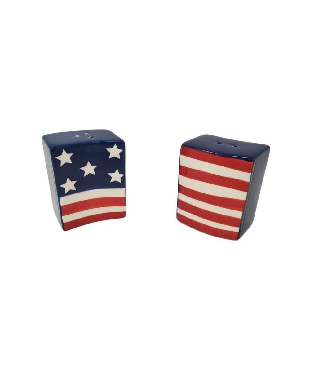 Patriotic American Flag Stars and Stripes Ceramic Salt and Pepper Shaker Set - CR19C6KLSNH $13.69 Tableware