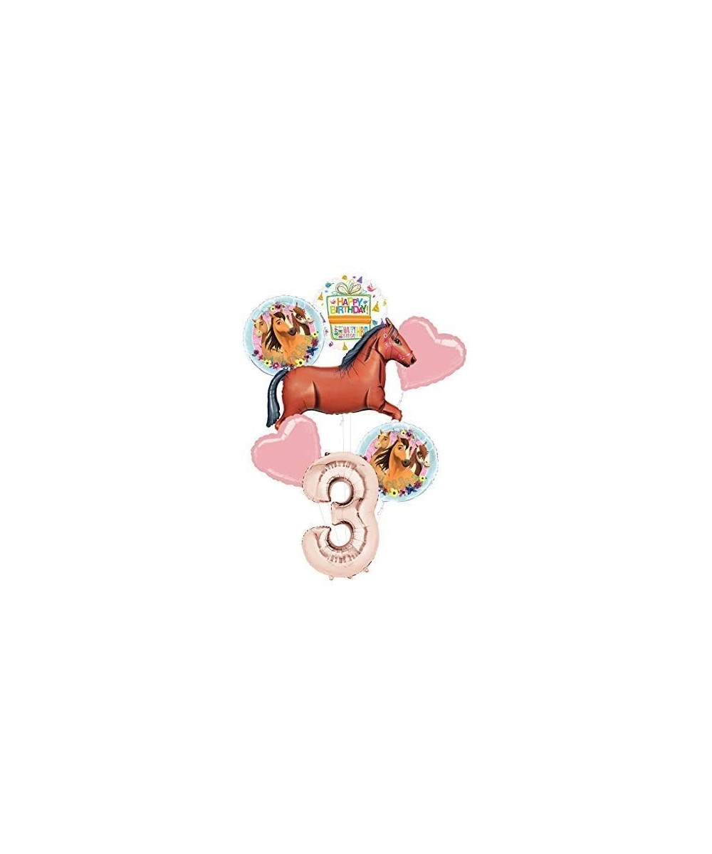 Spirit Riding Free Party Supplies 3rd Birthday Brown Horse Balloon Bouquet Decorations - CS18Q75OWMQ $13.42 Balloons