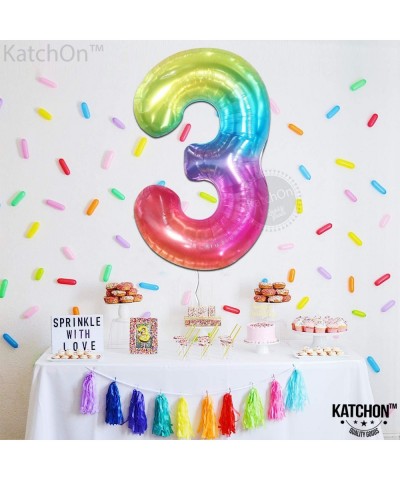 Giant Rainbow Jelly Number 3 Balloons - Large- 40 Inch- Colorful Gradient 3 Birthday Balloons - 3rd Birthday Decorations for ...