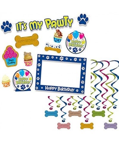 Beistle Puppy Dog Birthday Party Supplies with"Pawty" Banner-"Happy Birthday" Centerpiece- Dog Bone Hanging Whirls- Paw Print...