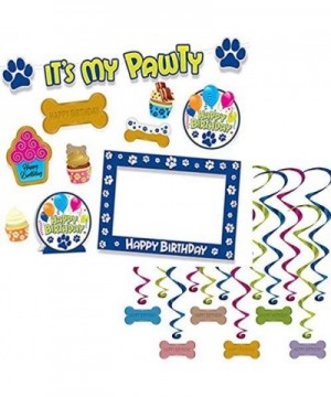 Beistle Puppy Dog Birthday Party Supplies with"Pawty" Banner-"Happy Birthday" Centerpiece- Dog Bone Hanging Whirls- Paw Print...