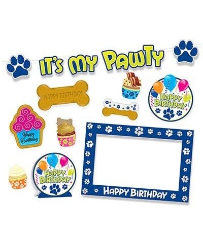 Beistle Puppy Dog Birthday Party Supplies with"Pawty" Banner-"Happy Birthday" Centerpiece- Dog Bone Hanging Whirls- Paw Print...