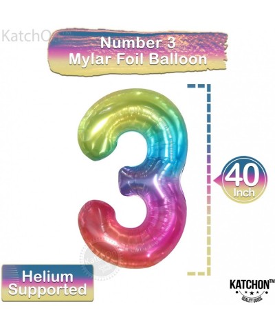 Giant Rainbow Jelly Number 3 Balloons - Large- 40 Inch- Colorful Gradient 3 Birthday Balloons - 3rd Birthday Decorations for ...