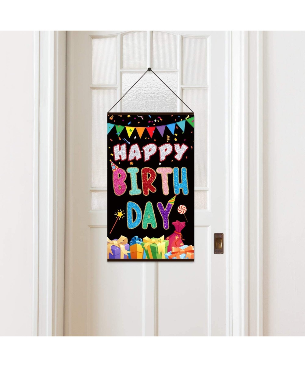 Colorful Happy Birthday Door Decorations Birthday Banner Sign Door Hanging Wall Decor Kit Bday Party Supplies Favors for Kids...