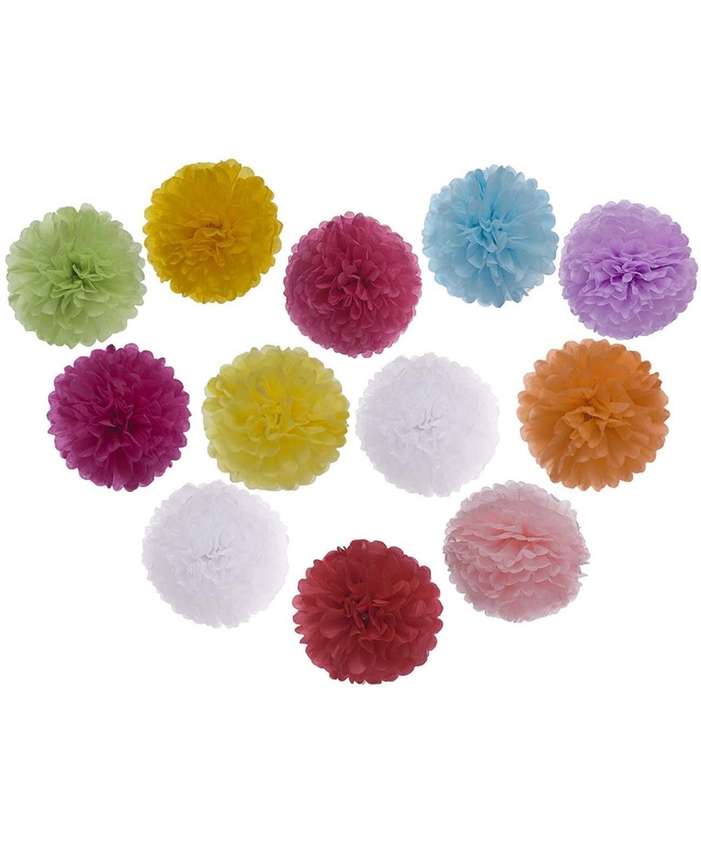 12pcs Assortment - Party Tissue Paper Pom Poms- Paper Flower- Perfect for Wedding- Birthday Party- Baby Shower- Table and Wal...