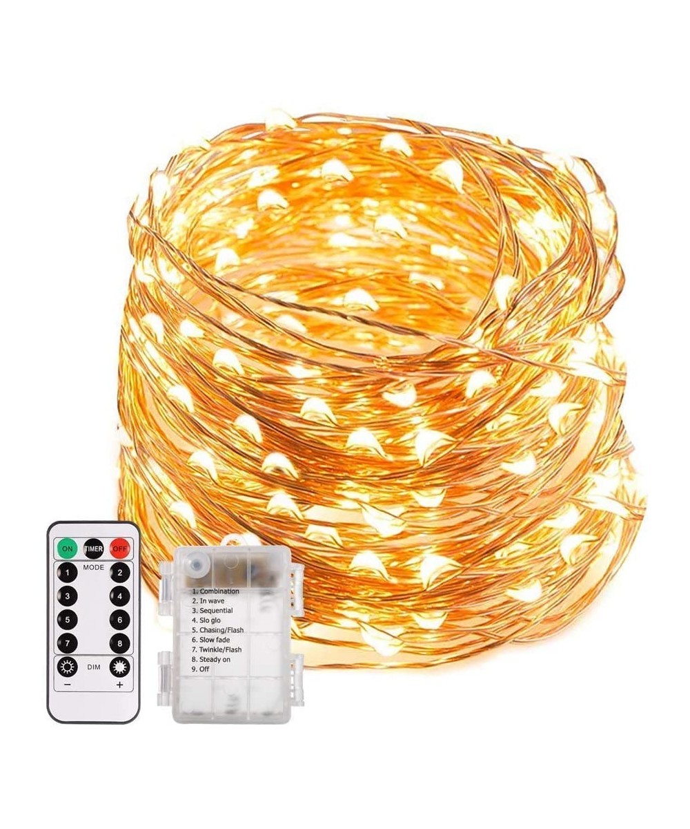 LED String Lights- 66ft 200 LED Waterproof Starry Fairy Lights- 8 Lighting Modes- Battery Powered Decorative Lights for Patio...