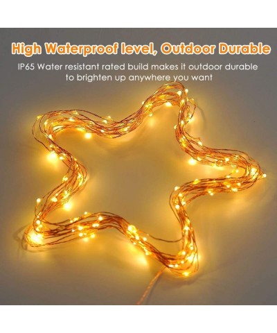 LED String Lights- 66ft 200 LED Waterproof Starry Fairy Lights- 8 Lighting Modes- Battery Powered Decorative Lights for Patio...