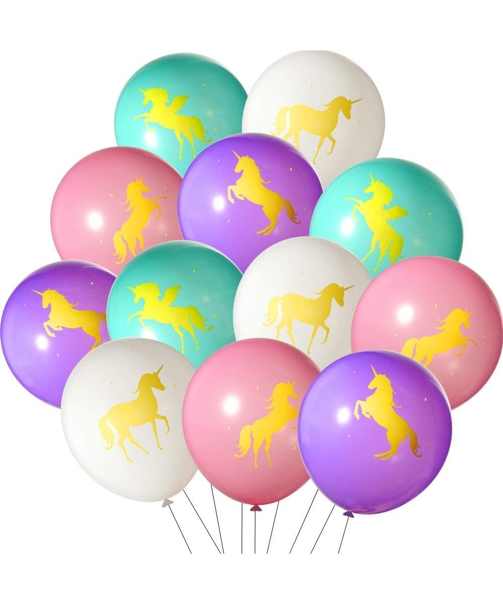 60 Pcs Unicorns Balloons- Latex Balloons for Unicorn Birthday Baby Shower Unicorn Theme Party Supplies (Pink- White- Purple-T...