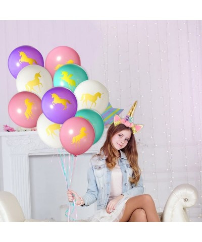 60 Pcs Unicorns Balloons- Latex Balloons for Unicorn Birthday Baby Shower Unicorn Theme Party Supplies (Pink- White- Purple-T...