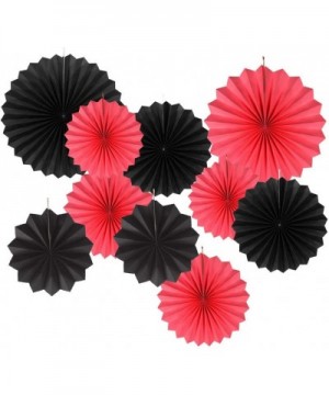 Black and Red Paper Fans Hanging Party Decorations-Pack of 10 - Black and Red - C2190TM0O58 $8.56 Tissue Pom Poms