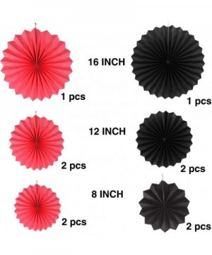 Black and Red Paper Fans Hanging Party Decorations-Pack of 10 - Black and Red - C2190TM0O58 $8.56 Tissue Pom Poms
