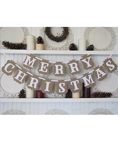 Generic Rustic Wedding Decoration Flag Garland Wedding Banner with White Ribbon Party Decorations(Merry Christmas) - C412GP31...