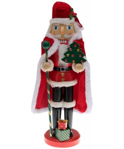 Traditional Wooden Santa Claus Christmas Nutcracker Collectible Santa in Red Fur Trimmed Coat and Cape - Festive Holiday Déco...