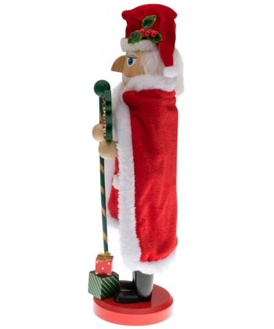 Traditional Wooden Santa Claus Christmas Nutcracker Collectible Santa in Red Fur Trimmed Coat and Cape - Festive Holiday Déco...