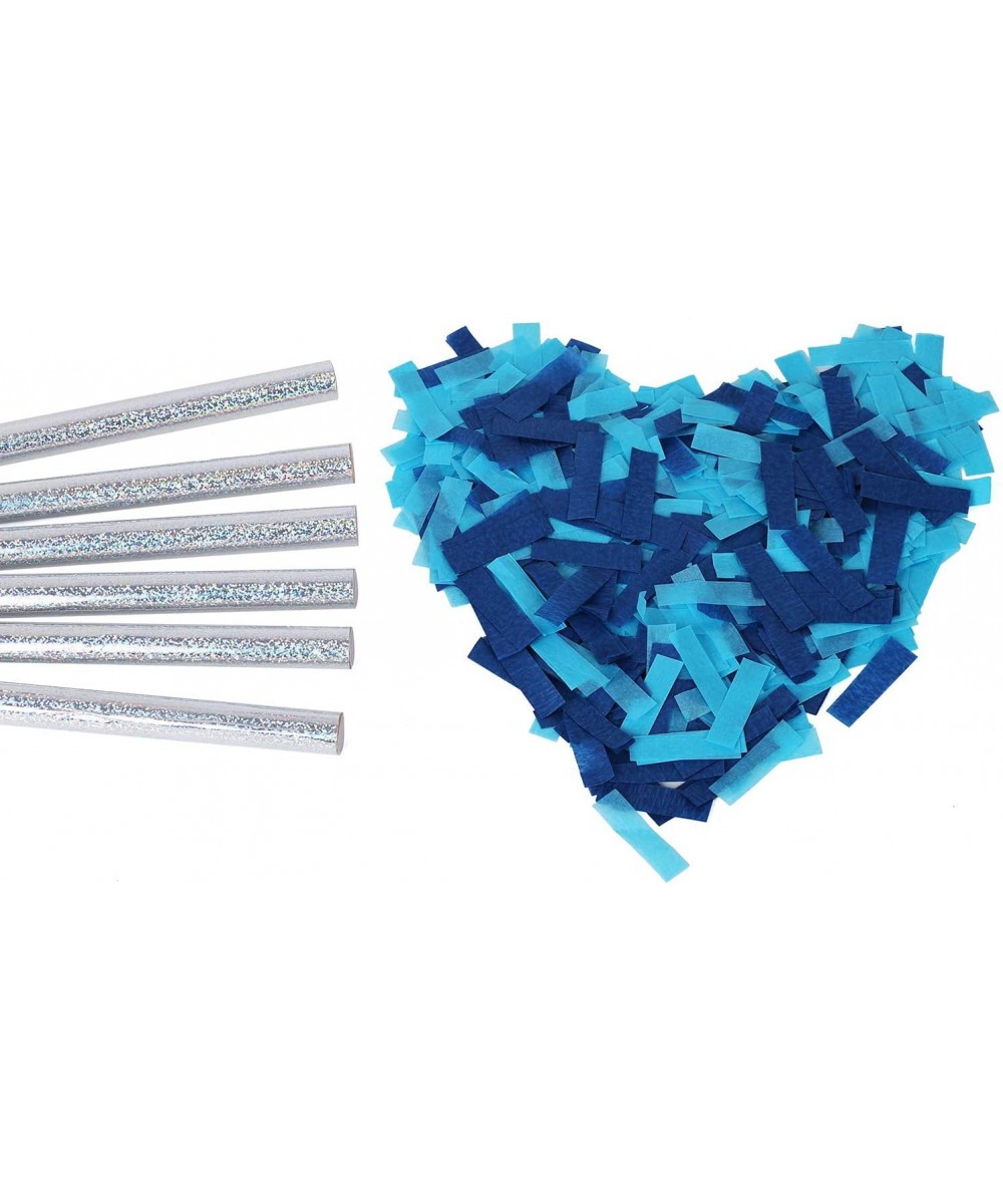 Gender Reveal Confetti Wands Blue 6Pack Biodegradable Tissue Paper Confetti Flick Flutter Sticks for Boy Baby Shower Party De...