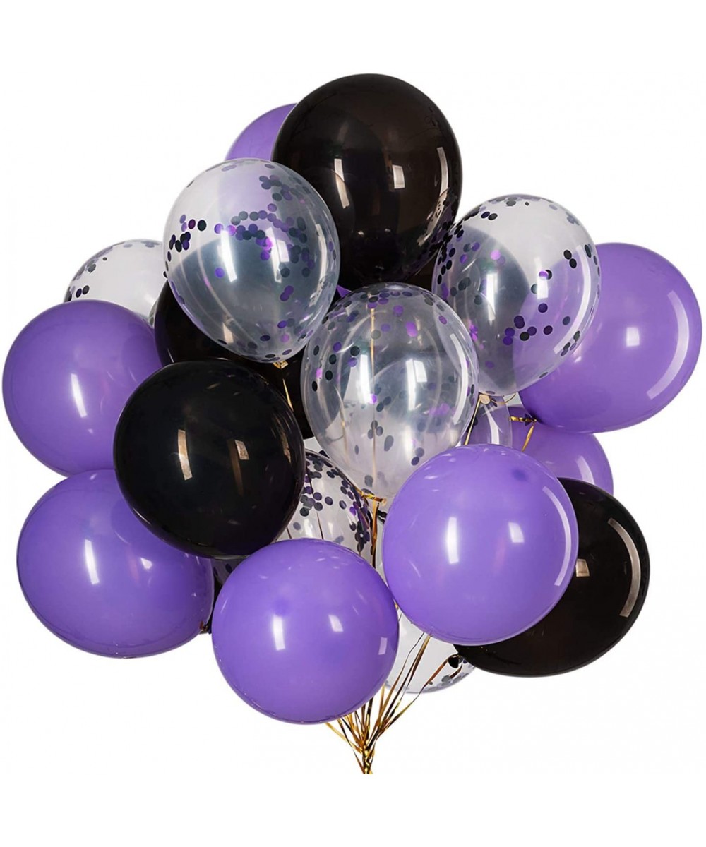 Purple Confetti and Black Balloons - Pack of 50-Party helium balloon Halloween Party Decorations Supplies 3 Style-12 Inch - P...