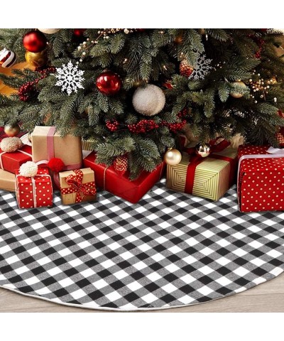 48 Inch Buffalo Plaid Tree Skirt Christmas Tree Skirt Buffalo Check Tree Skirt Black and White Buffalo Plaid Tree Skirt Xmas-...