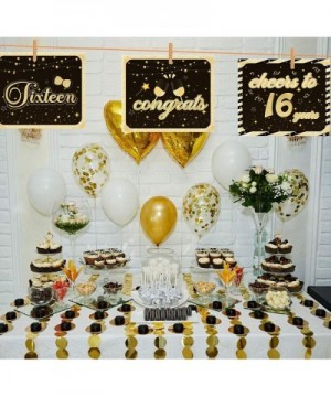 Large Glittery 16th Birthday Sign- 16th Happy Birthday Cutouts Hanging Banner- Sparkling Sweet 16 Welcome Sign- 16th Birthday...