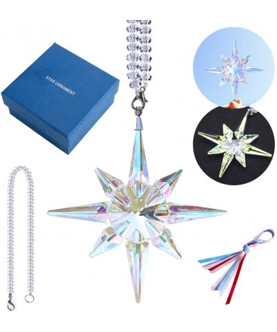 Crystal Ornament Christmas Polaris Snowflake Glass Pendant Decorations- AB Color - C018O764U8D $15.28 Ornaments