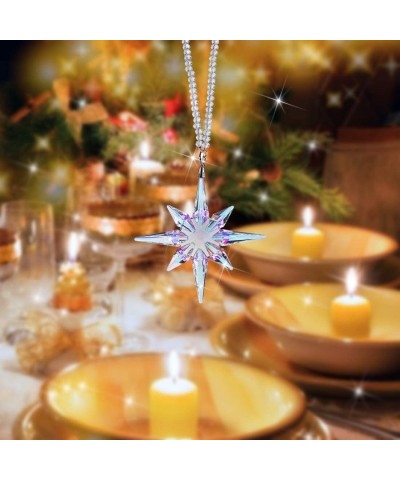 Crystal Ornament Christmas Polaris Snowflake Glass Pendant Decorations- AB Color - C018O764U8D $15.28 Ornaments