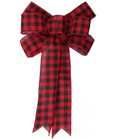 Christmas Plaid Bows - Christmas Bow Handmade Perfect Ribbon Gift Decoration for Christmas Tree Home Decor - Gules - CG19KQTG...