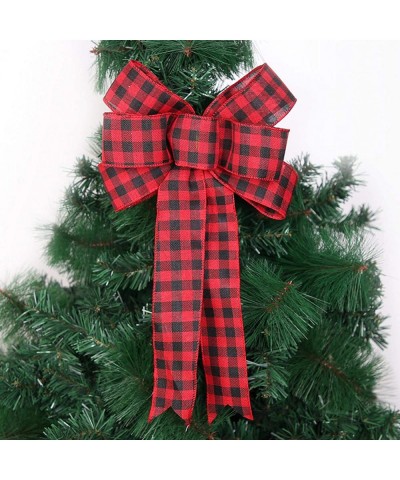 Christmas Plaid Bows - Christmas Bow Handmade Perfect Ribbon Gift Decoration for Christmas Tree Home Decor - Gules - CG19KQTG...