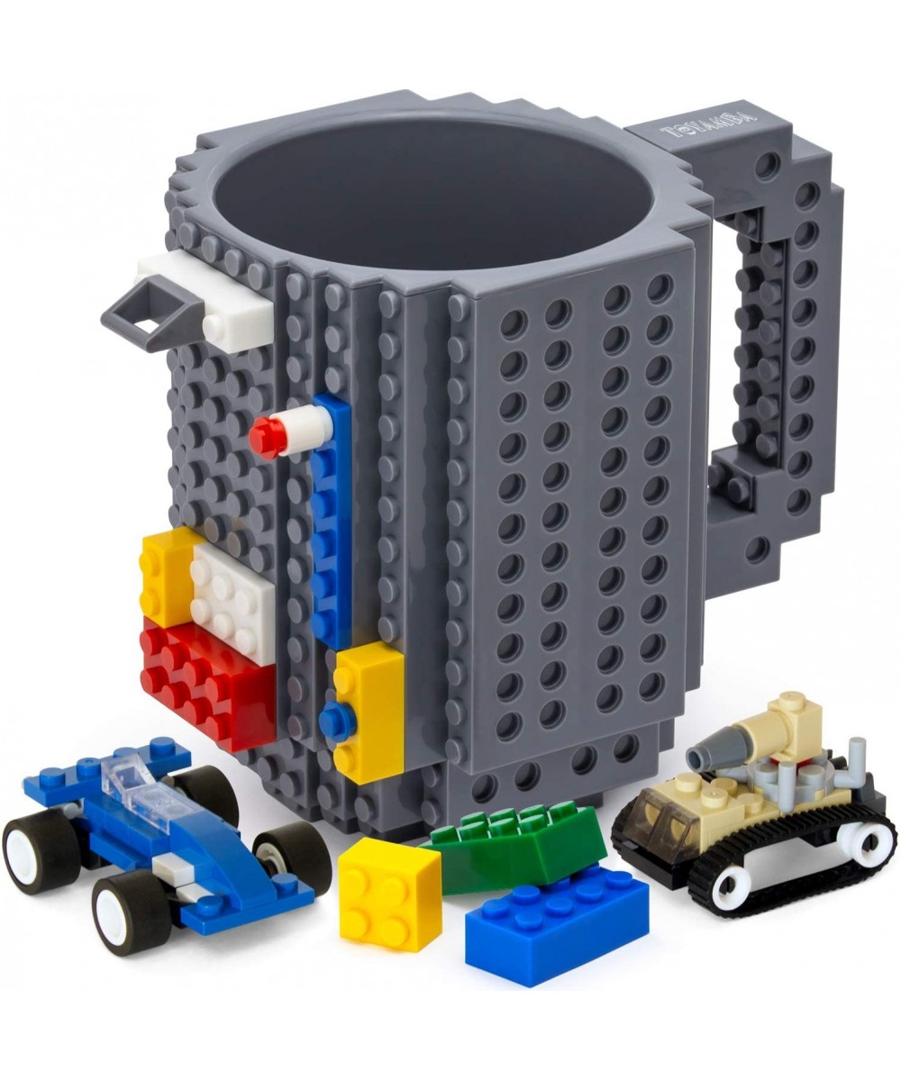 Build-on Brick Mug BPA-Free Funny Coffee Mug with 3 Packs of Building Bricks- Funny Cups for Kids - Creative Building Block M...