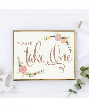 Unframed Wedding Party Signs- 8.5x11-inch- Faux Rose Gold Glitter with Floral Flowers- Welcome to Our Wedding- Cards and Gift...