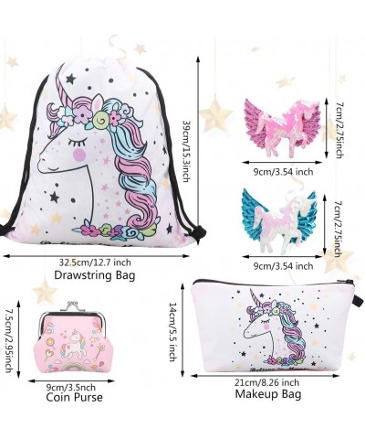 Unicorn Gifts for Girls Drawstring Backpack/Makeup Bag/Bracelet/Necklace for Party Favors - White Unicorn 18 - CG18AIA3A59 $1...