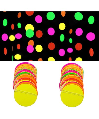 104ft Black Light Neon Star- Circle Dots Paper Garland Banner Hanging Decorations- 8Pieces Black Light Party Supply Glow-in-T...