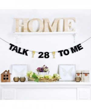 Talk 28 to Me 丨 Twenty Eight Years Old Birthday Banner - Champagne Goblets Glitter Décor - Cheers to Fabulous 28th Birthday -...