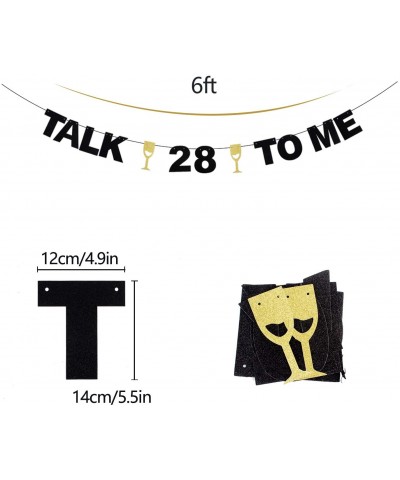 Talk 28 to Me 丨 Twenty Eight Years Old Birthday Banner - Champagne Goblets Glitter Décor - Cheers to Fabulous 28th Birthday -...