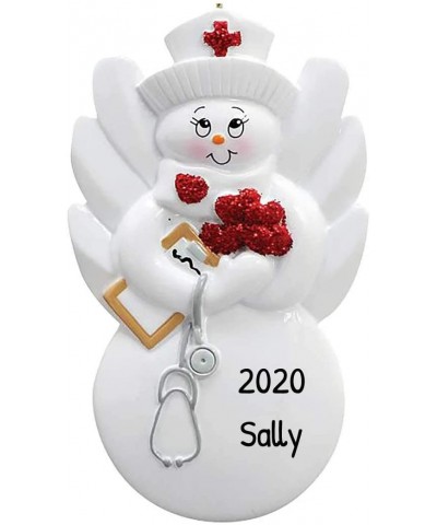 Personalized Snow Nurse Christmas Tree Ornament 2020 - Angel Snowman Medical Health Care Practitioner Coworker Personal New J...