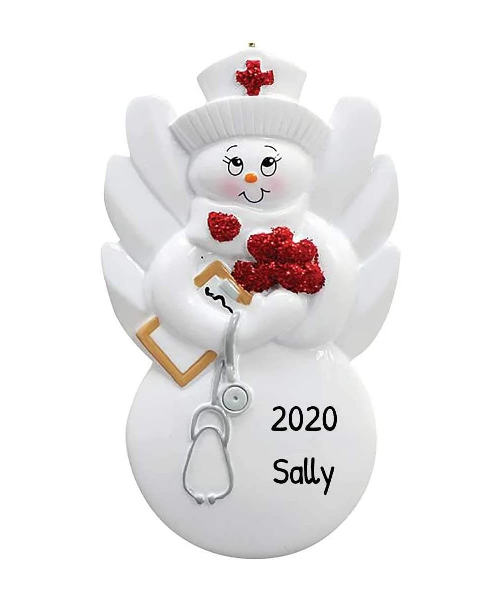 Personalized Snow Nurse Christmas Tree Ornament 2020 - Angel Snowman Medical Health Care Practitioner Coworker Personal New J...