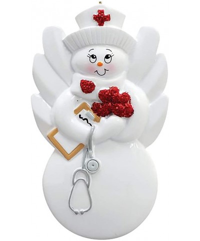 Personalized Snow Nurse Christmas Tree Ornament 2020 - Angel Snowman Medical Health Care Practitioner Coworker Personal New J...