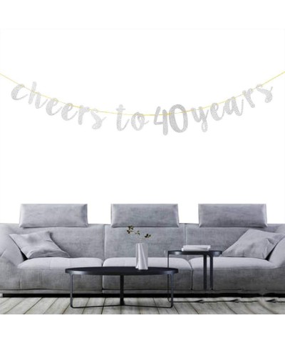 Glitter Silver Cheers to 40 Years Banner - 40th Birthday Sign Bunting 40th Marriage Anniversary Party Bunting Decoration - CW...