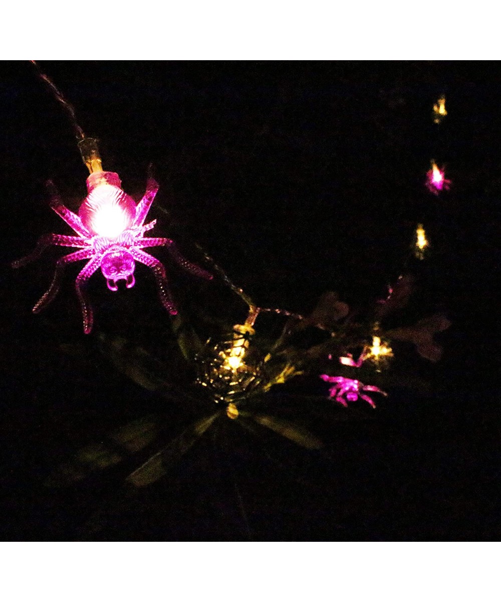 Battery Operated 30 LEDs Spider Web/Spider Shape Warm White/Purple String Lights for Halloween Indoor and Outdoor Decorations...