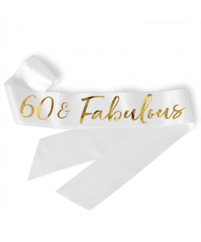 60 and Fabulous Satin Sash - 60th Birthday Sash 60 Birthday Gifts Party Favors- Supplies and Decorations (White) - CS18CU40QU...