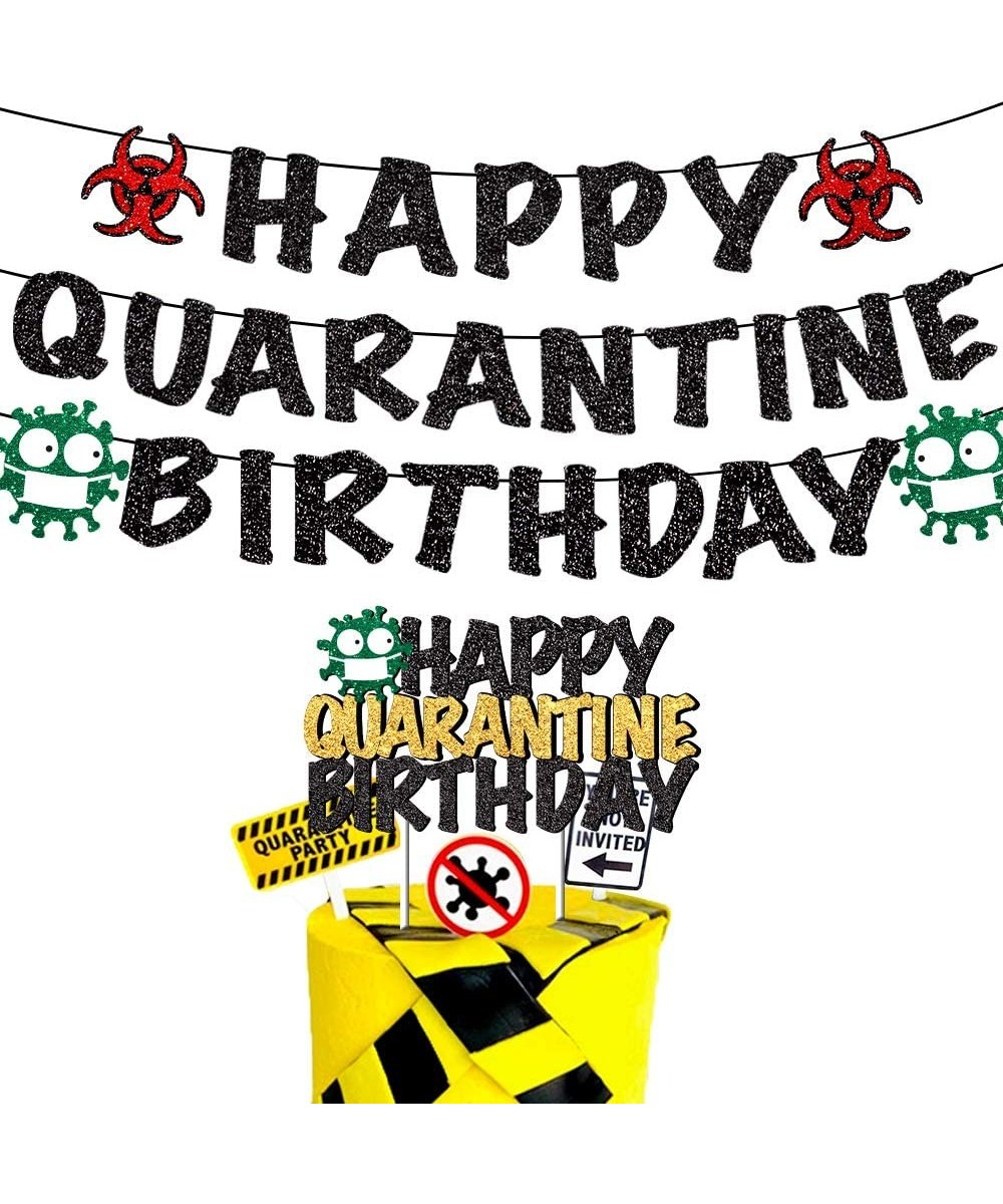 Happy Quarantine Birthday Banner Cake Topper Quarantine Party Decorations Social Distancing Lockdown Stay Home Party Supplies...