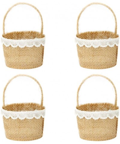 4Pcs Burlap Wedding Flower Girl Basket with Bowknot for Vintage Rustic Wedding Ceremony - Picture 3 - CA18A9ZC3UE $6.35 Cerem...