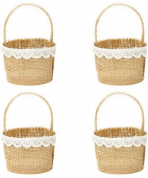 4Pcs Burlap Wedding Flower Girl Basket with Bowknot for Vintage Rustic Wedding Ceremony - Picture 3 - CA18A9ZC3UE $6.35 Cerem...