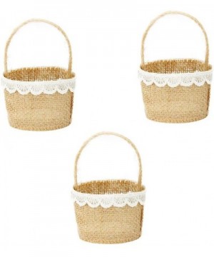 4Pcs Burlap Wedding Flower Girl Basket with Bowknot for Vintage Rustic Wedding Ceremony - Picture 3 - CA18A9ZC3UE $6.35 Cerem...